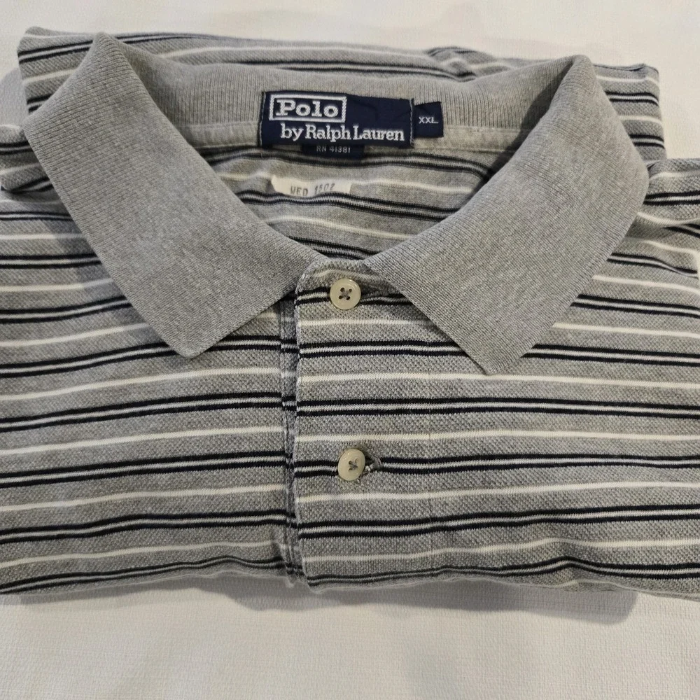 Polo Ralph Lauren Black‎ Gray White Stripes 2XL XXL